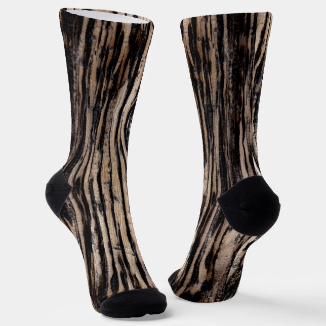 Chaussette Texture d'écorce d'arbre brûlé (Angulaire)