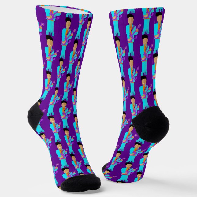 Chaussette The Purple Pixie – Funk Legend Pattern Crew Socks (Angulaire)