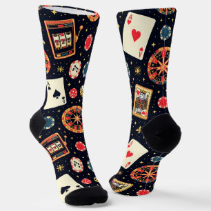 Chaussette Thème de motif de casino sur fond noir
