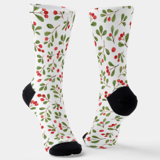 Chaussette Thème de Noël Holly, Mistletoe et Berries