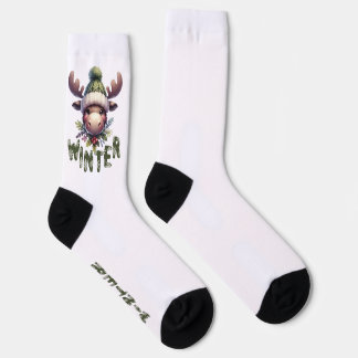 Chaussette Thème Moose d'hiver