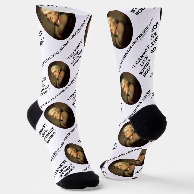 Chaussette Thomas Jefferson Je ne peux pas vivre sans citatio (Angulaire)