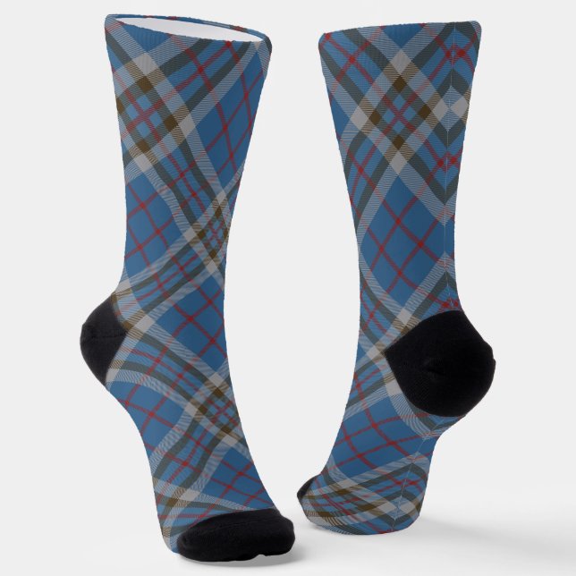 Chaussette Thompson Tartan Plaid Grey Blue Pattern (Angulaire)