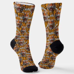 Chaussette Tiger Tête Sur Tiger Skin Design Poster de animal