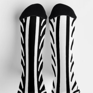 Chaussette Tire Texture Motif Abstrait en noir et blanc
