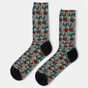 Chaussette Tireur de Fox Terrier avec Roses de coeur Saint-Va