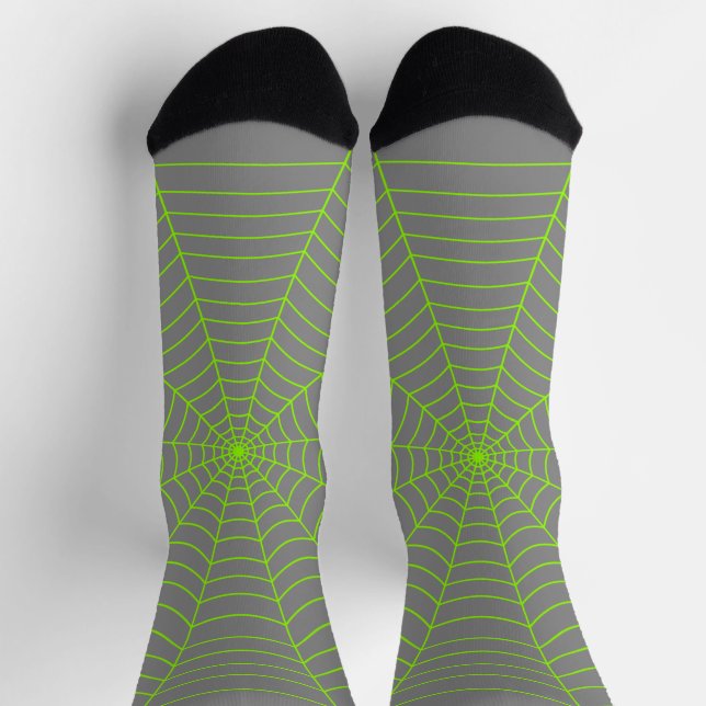 Chaussette Toile d'araignée verte néon Halloween (Haut)