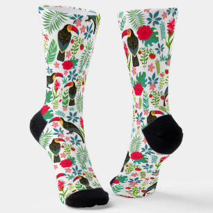 Chaussette Toscanes et fleurs tropicales colorées motif