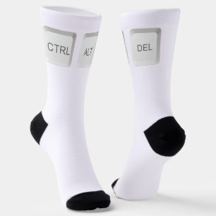 Chaussette Touches CTRL ALT DEL de SlipperyJoe trois blanches