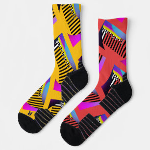 Chaussette Touches de piano alternent rouge jaune amusant 