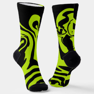 Chaussette Tourbillon de marbre rétro vert et noir