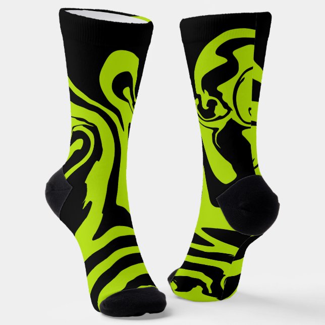 Chaussette Tourbillon de marbre rétro vert et noir (Angulaire)