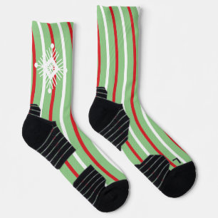 Chaussette Tourbillons de Noël Rouge Blanc Poivre et Flocons 