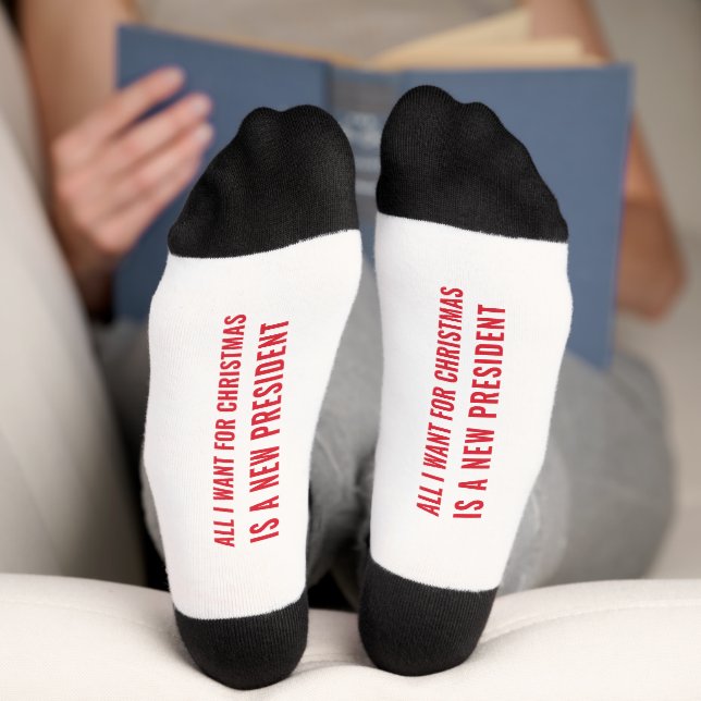 Chaussette Tout ce que je veux pour Noël Nouveau Président Pa (Fond)