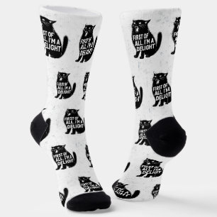 Chaussette Tout d'abord, je suis un chat noir rugissant délec
