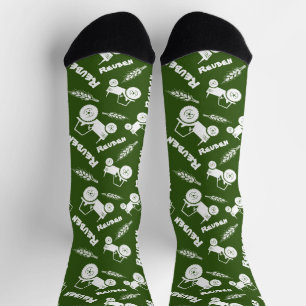 Chaussette tracteur agricole blé nom graphique blanc vert