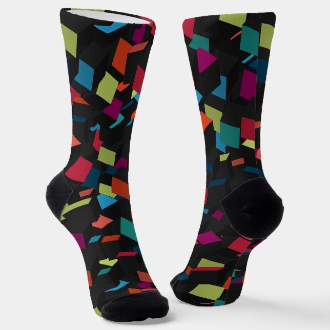 Chaussette Trendy Abstract Geometric Cube Pattern (Angulaire)