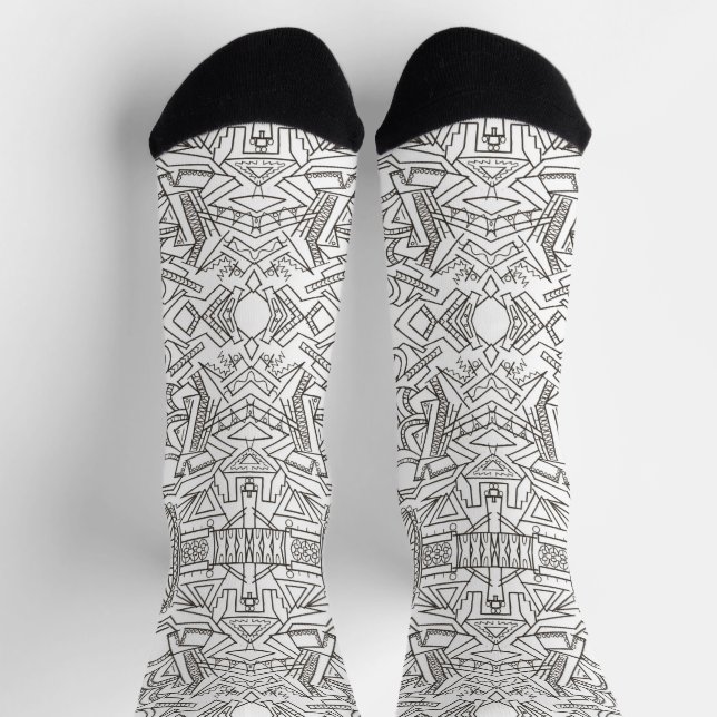 Chaussette Trésor Caché-Noir Et Blanc Moderne Géométrique (Haut)