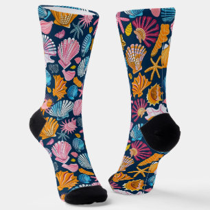 Chaussette Trésors balnéaires - Motif de coquillages