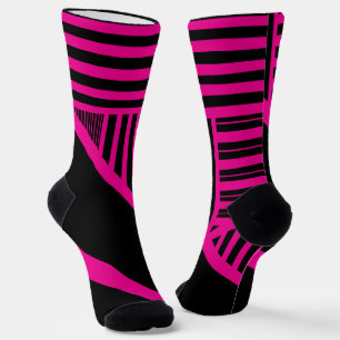 Chaussette Triangle en Magenta et Noir