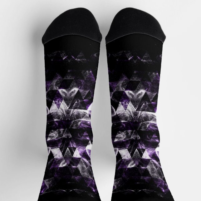 Chaussette Triangle géométrique violet fumé motif de galaxie (Haut)