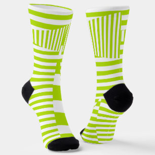 Chaussette Triangle - Lime vert et blanc