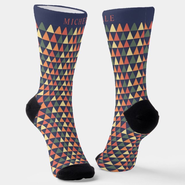 Chaussette Triangle vert jaune orange rouge personnalisé géom (Angulaire)