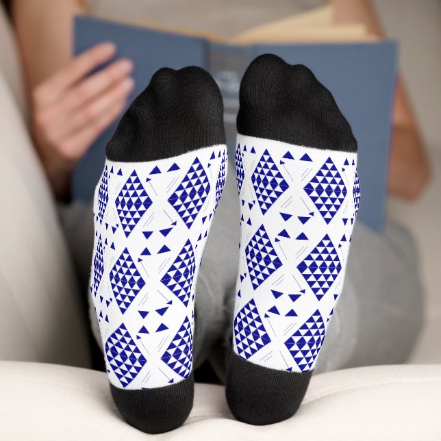 Chaussette Triangles géométriques bleus (Fond)