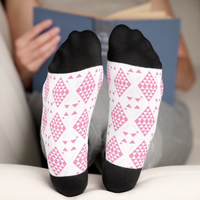 Chaussette Triangles géométriques roses (Fond)