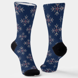 Chaussette Tricot de Noël Marine Motif