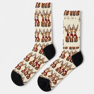 Chaussette Trio de rennes de Noël mignons avec des écharpes à