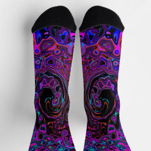 Chaussette Trippy Black et Magenta Retro Liquid Swirl