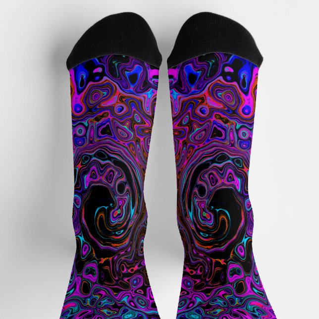Chaussette Trippy Black et Magenta Retro Liquid Swirl (Haut)