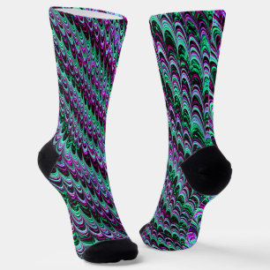 Chaussette Trippy Ripply Ripply Bohemian Funky Fractage Art