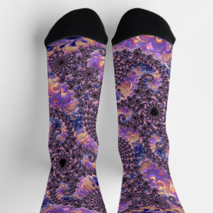 Chaussette Trippy Super Boho Colorful Jewel Tone Fractal Art