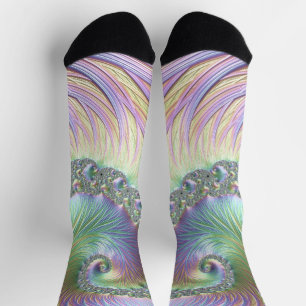 Chaussette Trippy Super Pastel Rainbow Spiral Fractal Art