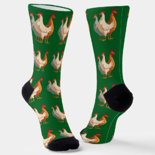 Chaussette Trois poules françaises rétro Découpe mi-siècle 6