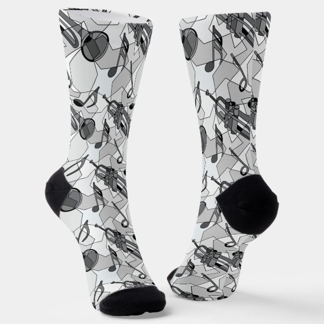 Chaussette Trumpet Music Notes Fragments (Angulaire)