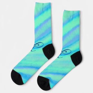 Chaussette Turquoise bleu vert filigranes ajouter votre monog