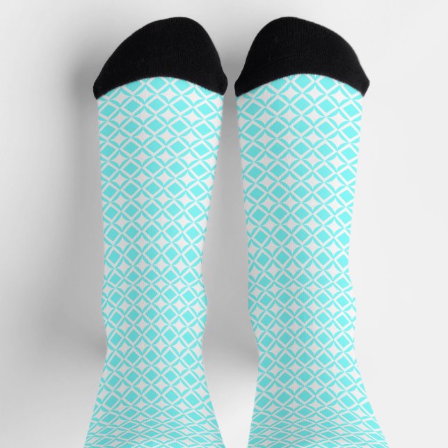Chaussette Turquoise géométrique (Haut)