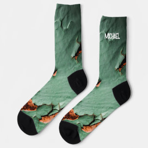 Chaussette Turquoise marron métallisé rouille nom personnalis