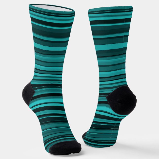 Chaussette Turquoise noir rayures Motif sans couleur (Angulaire)