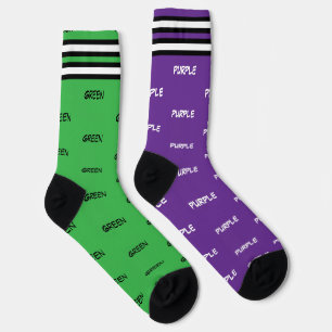 Chaussette Typographie à rayures violettes et vertes