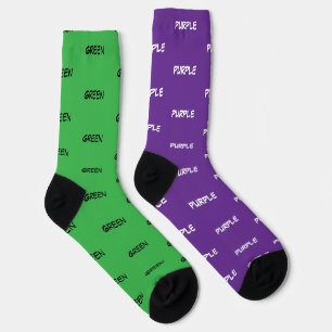 Chaussette Typographie Blanc Noir Violet et Vert  