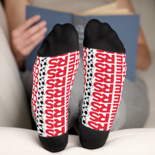 Chaussette Typographie Rouge Classique de Football Gras Fan d