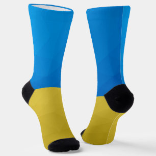 Chaussette Ukraine drapeau bleu jaune motif maillage géométri
