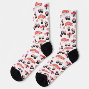 Chaussette Un Motif de sushi génial avec des expressions Kawa