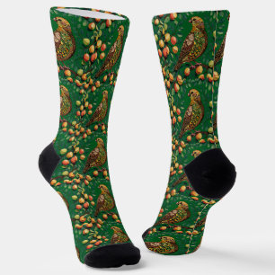 Chaussette Un pochoir de perdrix dans un poirier
