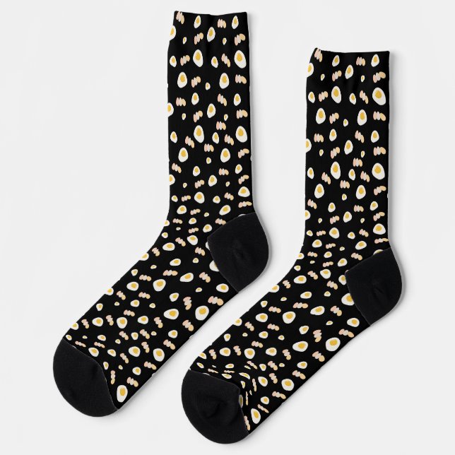 Chaussette Une combinaison d'oeufs frits mignons et de motifs (Gauche)