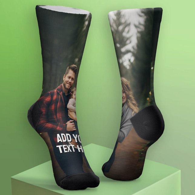 Chaussette Une photo et un texte verticaux - identiques sur c (Custom Socks - Add Your Photo Collage)